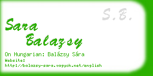 sara balazsy business card
