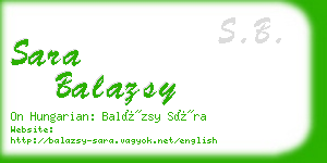 sara balazsy business card